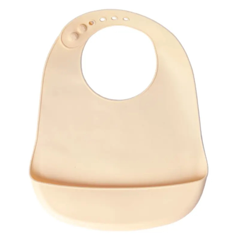 YUMMY Bavoir en Silicone avec Poche 4M+ - Beige