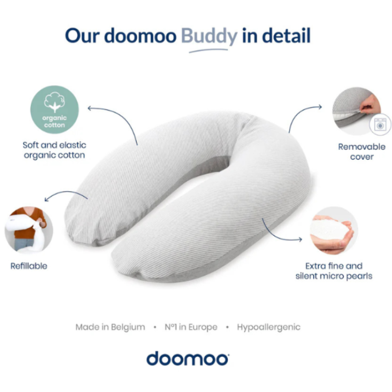 Coussin d'Allaitement et Maternité Buddy  Feuilles Vert Aqua - Doomoo