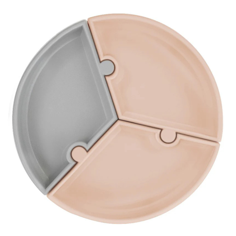Assiette Puzzle MINIKOIOI avec Ventouse en Silicone – Beige