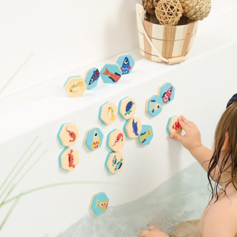 Ludi Memory de bain 2 en 1 Animaux marins Beige