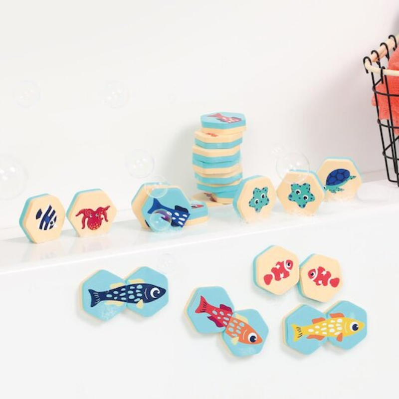 Ludi Memory de bain 2 en 1 Animaux marins Beige