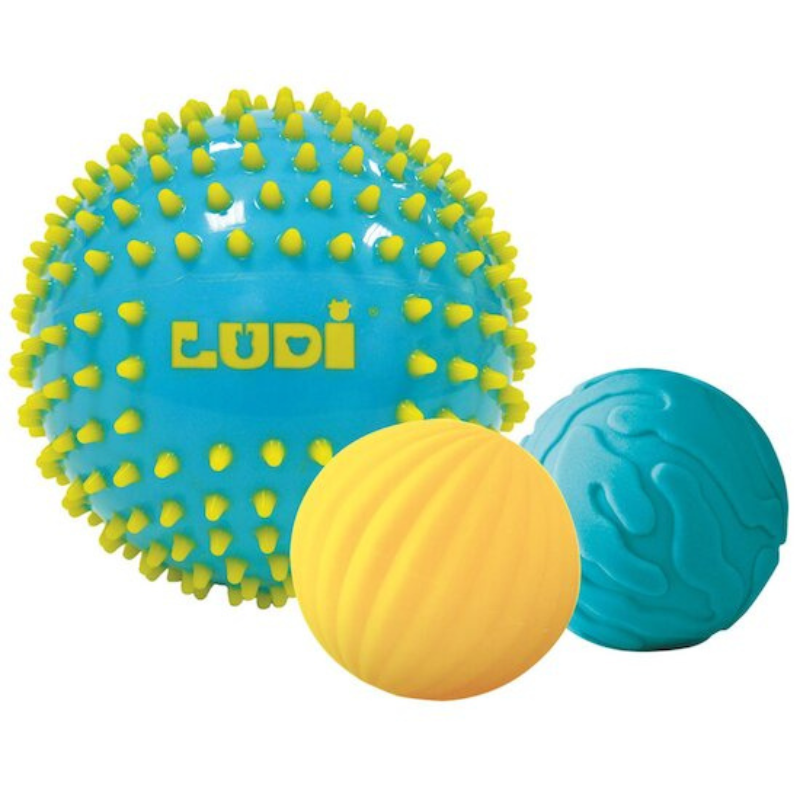 Ludi 3 balles sensorielles Bleues