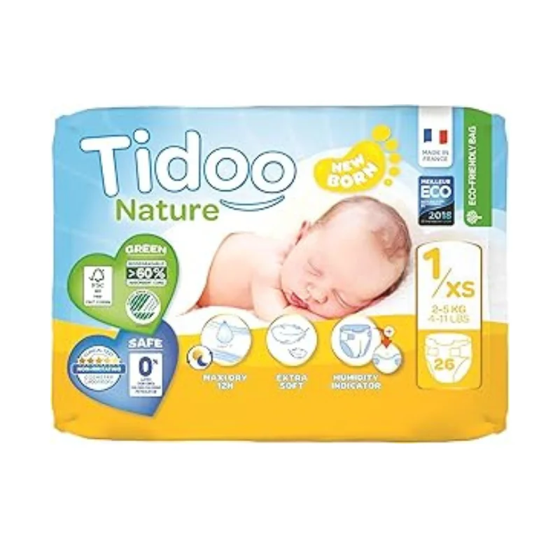 Couches Tidoo NEWBORN Taille 1/XS (2-5kg) 26 unités