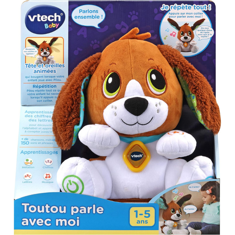VTech -Toutou Parle avec Moi- Jouet Chien Interactif Qui Répète